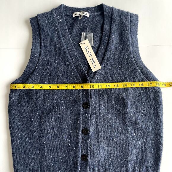 NWT Alex Mill Donegal Navy Wool Blend Cardigan Vest Medium - Picture 10 of 12
